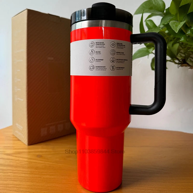 2025 New  Handle Straw Lid Stainless Steel 30oz/40oz Vacuum Insulated Car Mug Double Wall Thermal Iced Travel Cup coffee mug