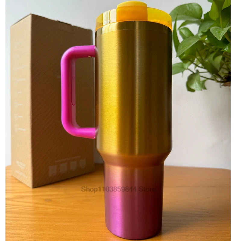 2025 New  Handle Straw Lid Stainless Steel 30oz/40oz Vacuum Insulated Car Mug Double Wall Thermal Iced Travel Cup coffee mug