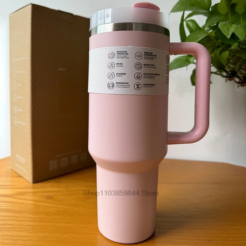 2025 New  Handle Straw Lid Stainless Steel 30oz/40oz Vacuum Insulated Car Mug Double Wall Thermal Iced Travel Cup coffee mug