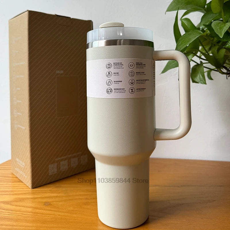 2025 New  Handle Straw Lid Stainless Steel 30oz/40oz Vacuum Insulated Car Mug Double Wall Thermal Iced Travel Cup coffee mug