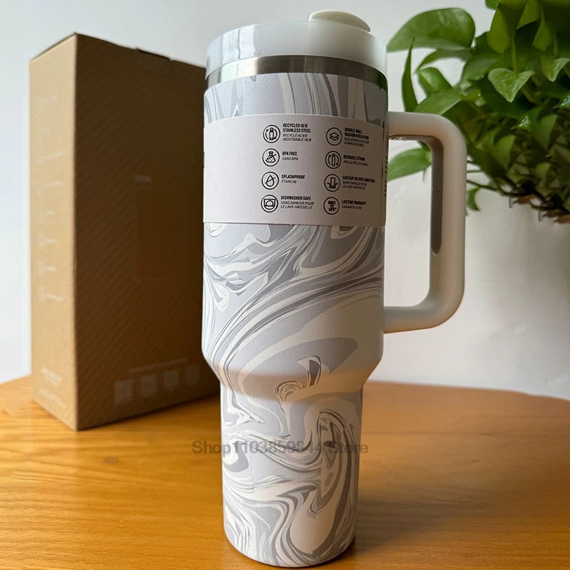 2025 New  Handle Straw Lid Stainless Steel 30oz/40oz Vacuum Insulated Car Mug Double Wall Thermal Iced Travel Cup coffee mug