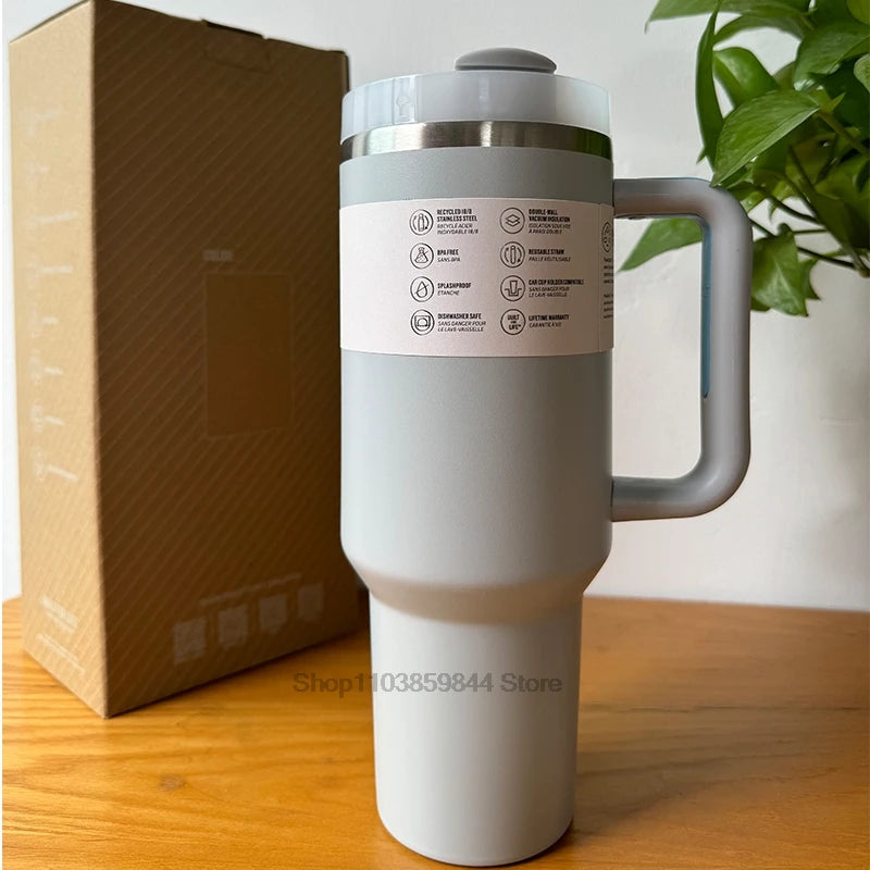 2025 New  Handle Straw Lid Stainless Steel 30oz/40oz Vacuum Insulated Car Mug Double Wall Thermal Iced Travel Cup coffee mug