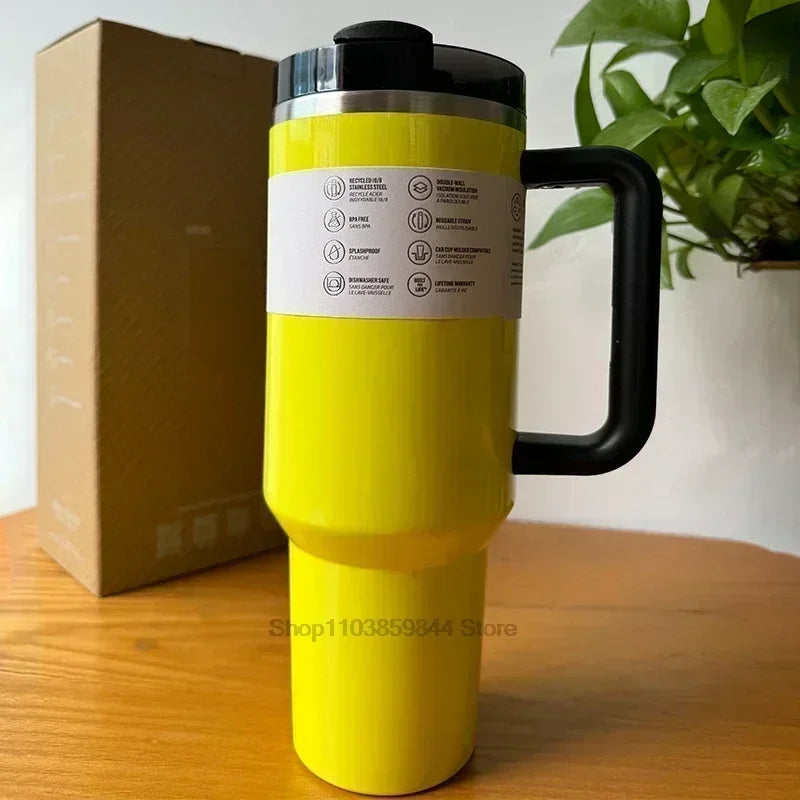2025 New  Handle Straw Lid Stainless Steel 30oz/40oz Vacuum Insulated Car Mug Double Wall Thermal Iced Travel Cup coffee mug