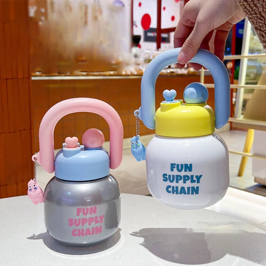 800ml Water Bottle Food-Grade Plastic Water Bottle Large-Capacity Kid Tumbler Kettle Straw Cup Big Belly Drinking Cup for Travel