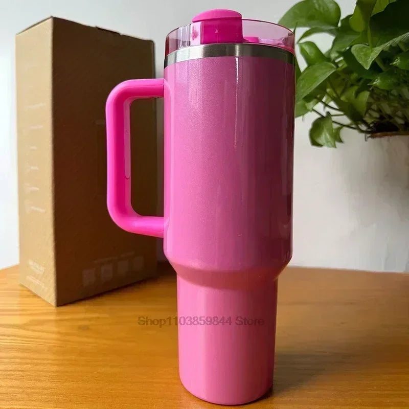 2025 New  Handle Straw Lid Stainless Steel 30oz/40oz Vacuum Insulated Car Mug Double Wall Thermal Iced Travel Cup coffee mug