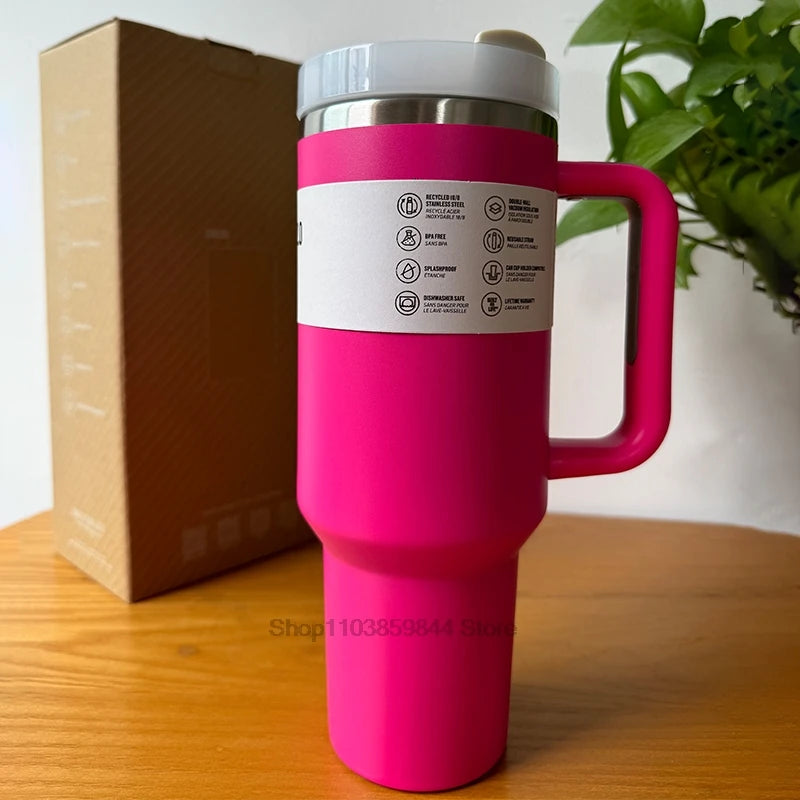 2025 New  Handle Straw Lid Stainless Steel 30oz/40oz Vacuum Insulated Car Mug Double Wall Thermal Iced Travel Cup coffee mug
