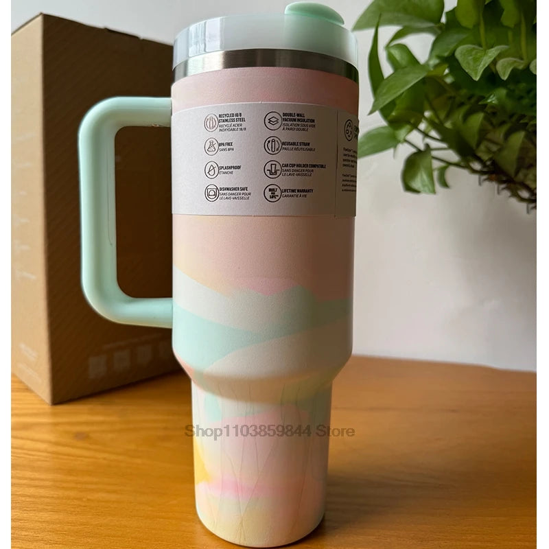 2025 New  Handle Straw Lid Stainless Steel 30oz/40oz Vacuum Insulated Car Mug Double Wall Thermal Iced Travel Cup coffee mug