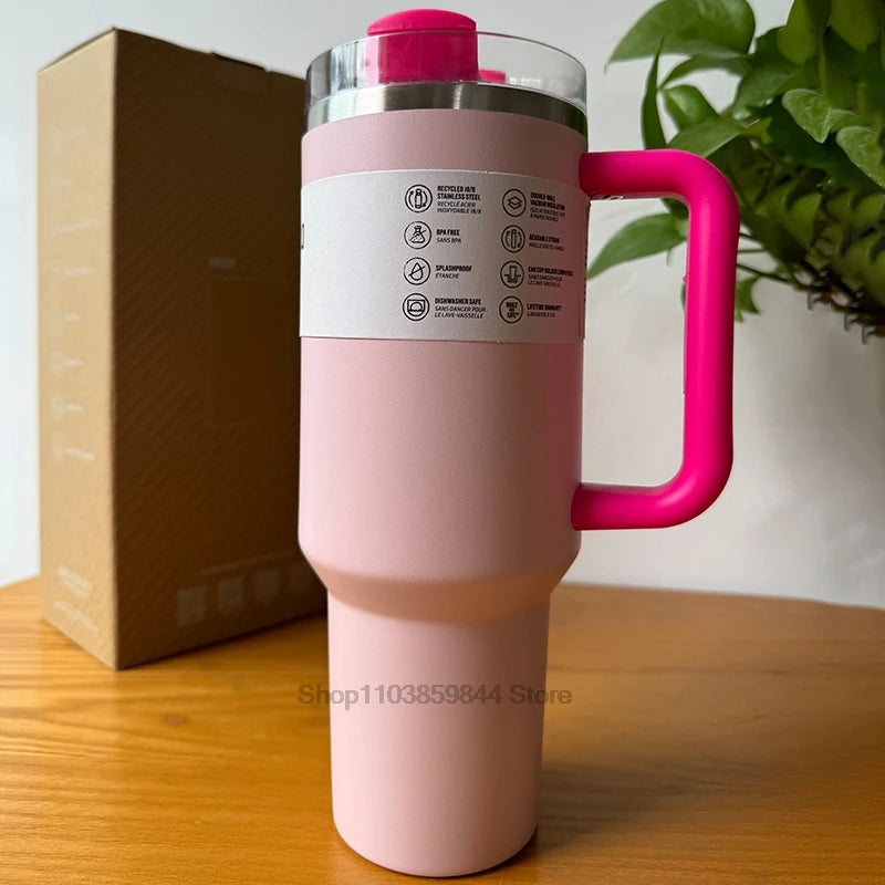 2025 New  Handle Straw Lid Stainless Steel 30oz/40oz Vacuum Insulated Car Mug Double Wall Thermal Iced Travel Cup coffee mug