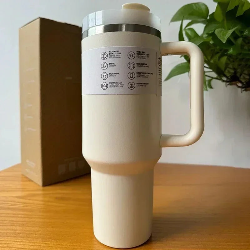 2025 New  Handle Straw Lid Stainless Steel 30oz/40oz Vacuum Insulated Car Mug Double Wall Thermal Iced Travel Cup coffee mug