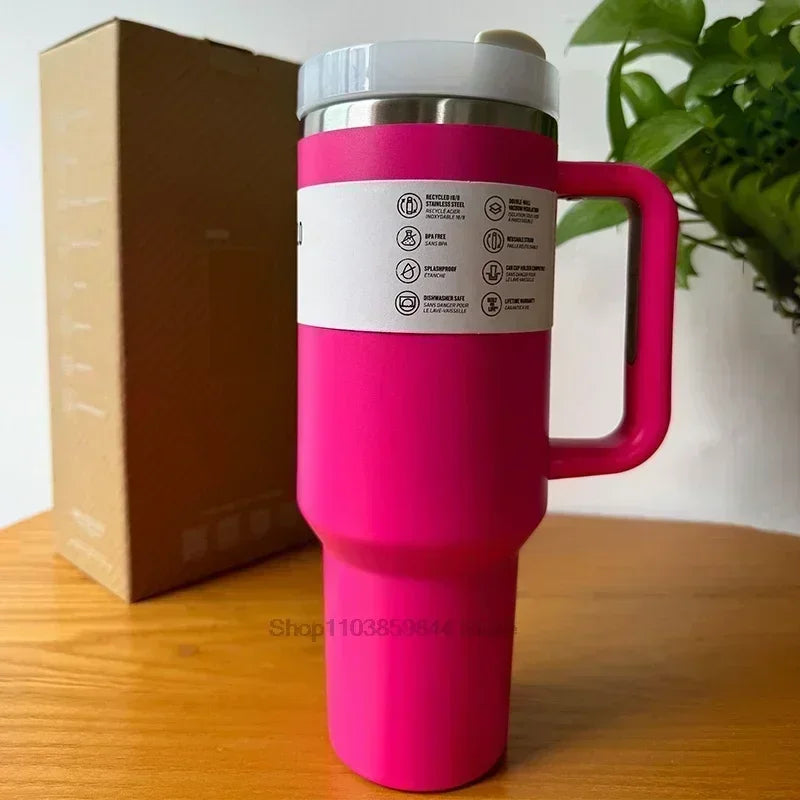 2025 New  Handle Straw Lid Stainless Steel 30oz/40oz Vacuum Insulated Car Mug Double Wall Thermal Iced Travel Cup coffee mug