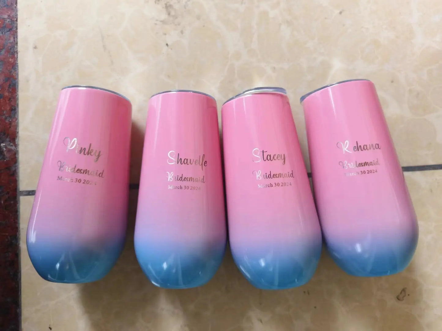 Champagne Flutes for Wedding Party, 6 oz Tumblers, Bride Shower Gifts, Bridesmaid Proposal Gifts
