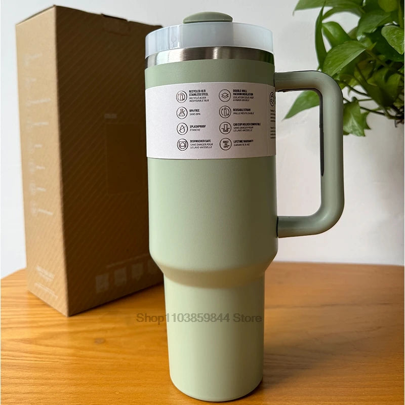 2025 New  Handle Straw Lid Stainless Steel 30oz/40oz Vacuum Insulated Car Mug Double Wall Thermal Iced Travel Cup coffee mug