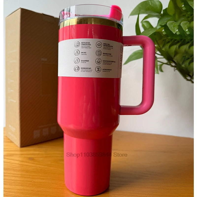 2025 New  Handle Straw Lid Stainless Steel 30oz/40oz Vacuum Insulated Car Mug Double Wall Thermal Iced Travel Cup coffee mug