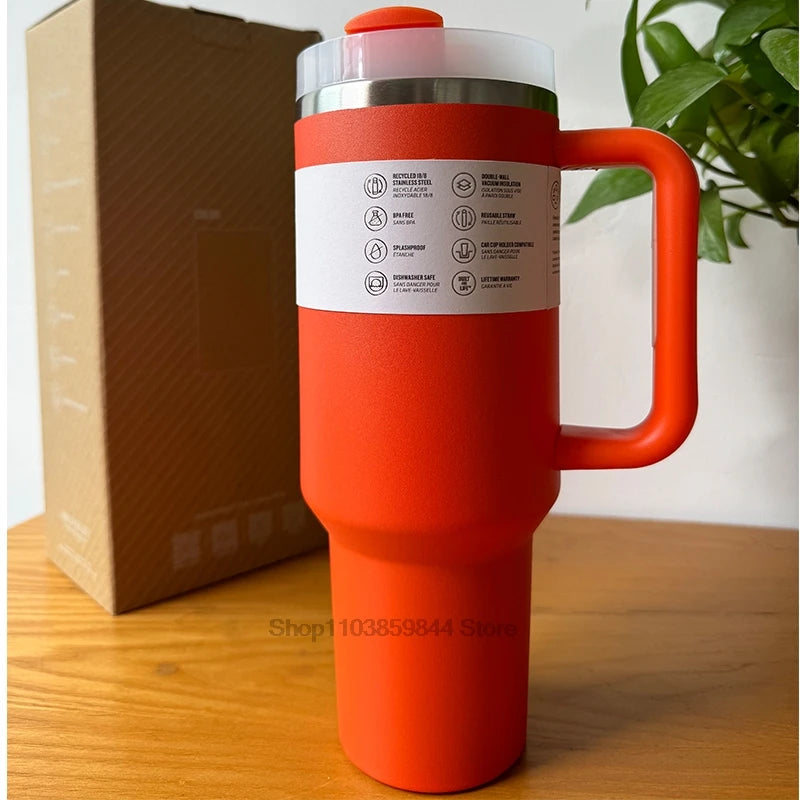 2025 New  Handle Straw Lid Stainless Steel 30oz/40oz Vacuum Insulated Car Mug Double Wall Thermal Iced Travel Cup coffee mug