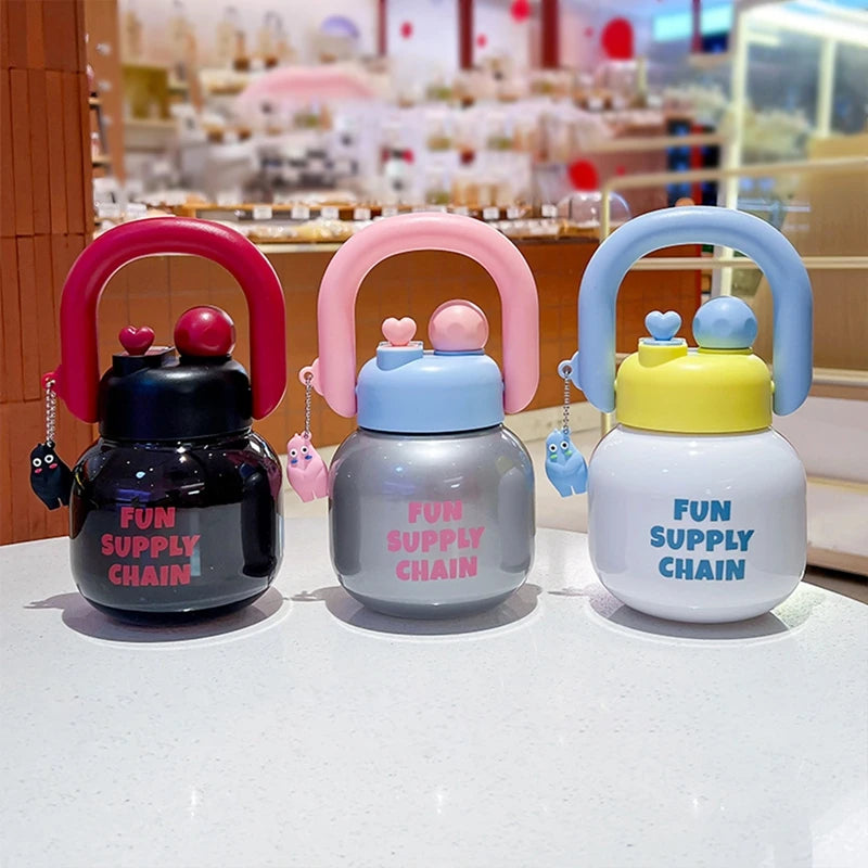800ml Water Bottle Food-Grade Plastic Water Bottle Large-Capacity Kid Tumbler Kettle Straw Cup Big Belly Drinking Cup for Travel