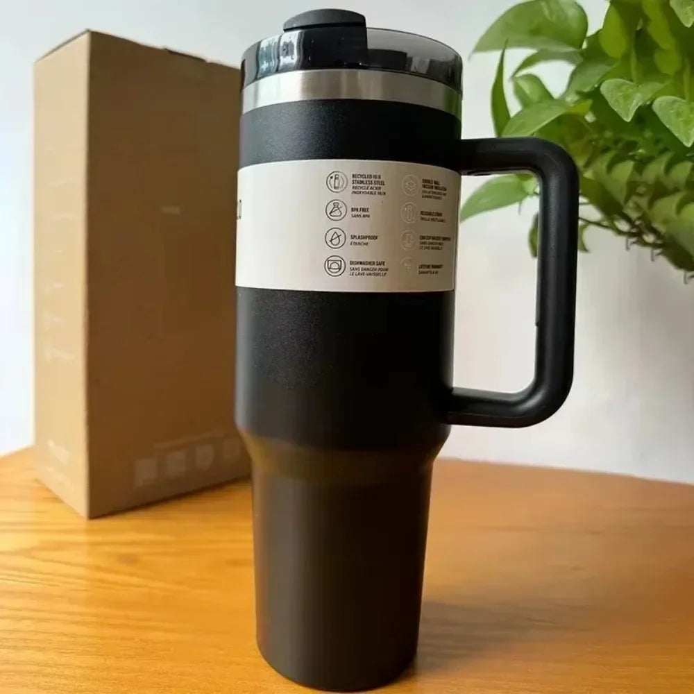 2025 New  Handle Straw Lid Stainless Steel 30oz/40oz Vacuum Insulated Car Mug Double Wall Thermal Iced Travel Cup coffee mug