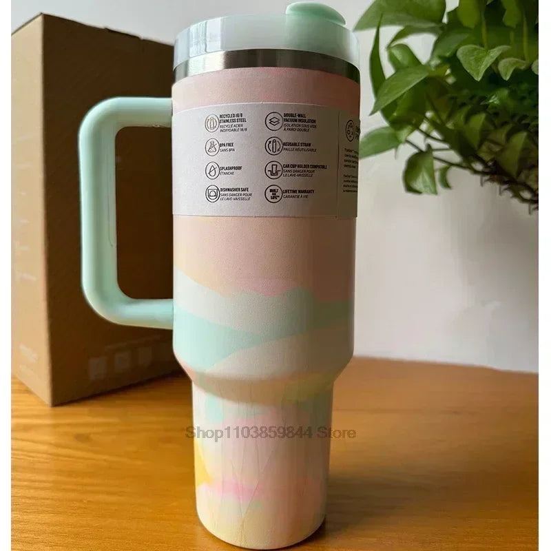 2025 New  Handle Straw Lid Stainless Steel 30oz/40oz Vacuum Insulated Car Mug Double Wall Thermal Iced Travel Cup coffee mug