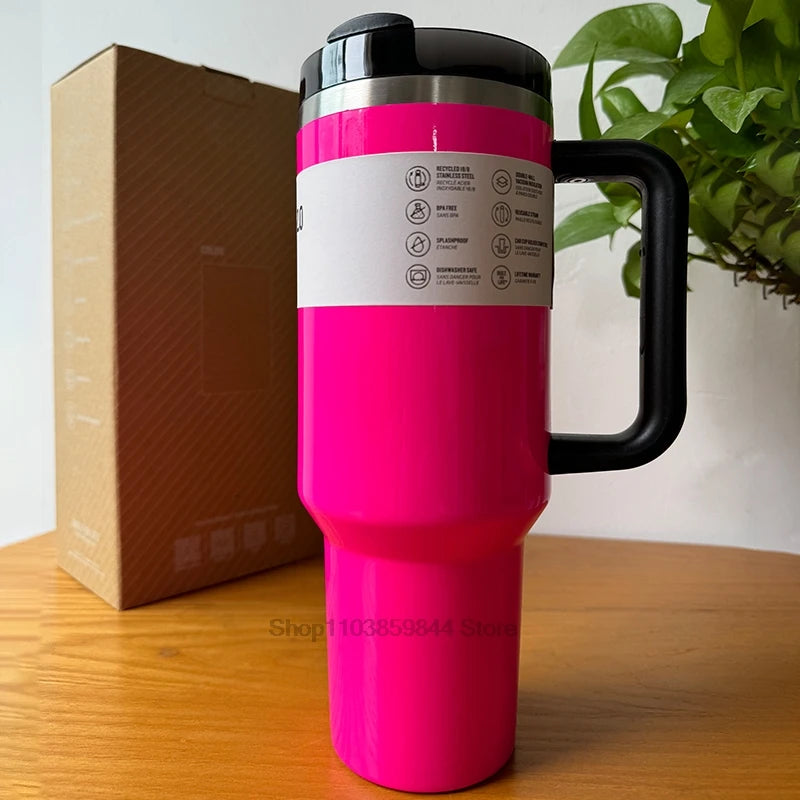 2025 New  Handle Straw Lid Stainless Steel 30oz/40oz Vacuum Insulated Car Mug Double Wall Thermal Iced Travel Cup coffee mug
