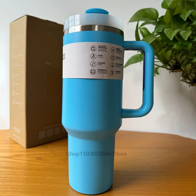 2025 New  Handle Straw Lid Stainless Steel 30oz/40oz Vacuum Insulated Car Mug Double Wall Thermal Iced Travel Cup coffee mug