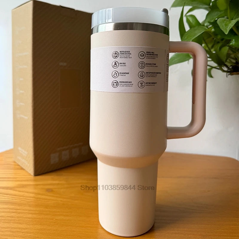 2025 New  Handle Straw Lid Stainless Steel 30oz/40oz Vacuum Insulated Car Mug Double Wall Thermal Iced Travel Cup coffee mug