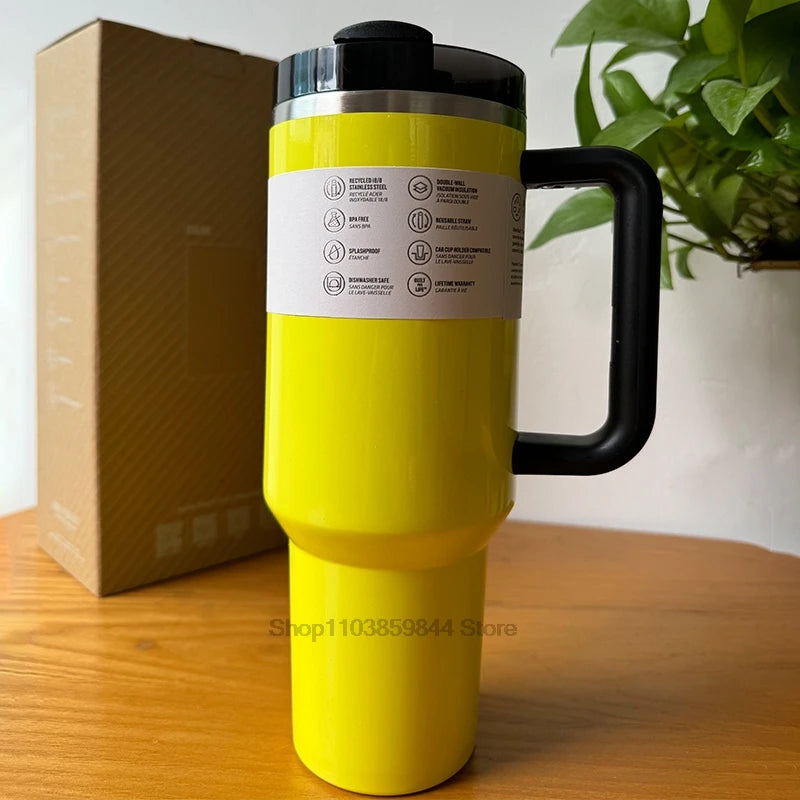 2025 New  Handle Straw Lid Stainless Steel 30oz/40oz Vacuum Insulated Car Mug Double Wall Thermal Iced Travel Cup coffee mug